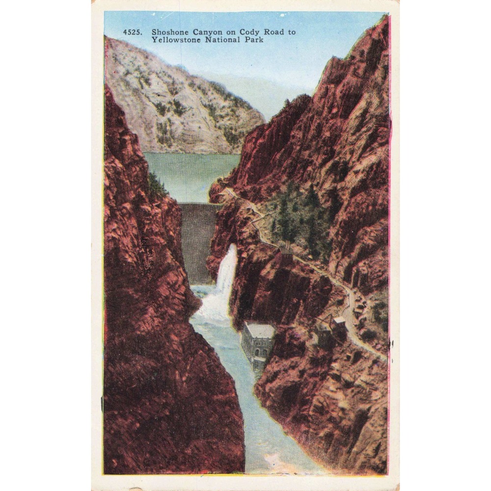 Vintage Shoshone Canyon Cody Road Yellowstone National Park Linen Postcard 4525 - Picture 1 of 2